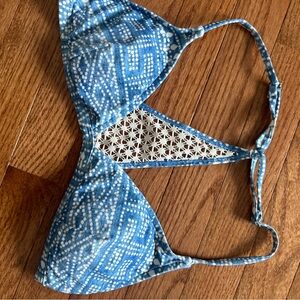 Billabong Blue and White Bikini Top